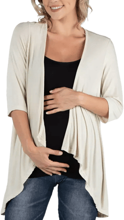 24seven Comfort Apparel Elbow Length Sleeve Maternity Open Cardigan