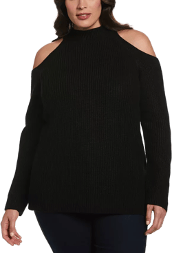 Plus Size Cold Shoulder Long Sleeve Tunic Sweater