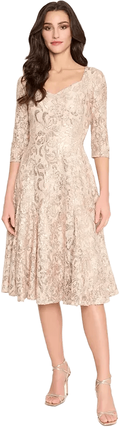 Tahari Women's Sequined Sweetheart-Neck Midi Dress