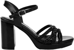 Sparks Fly Glitter Strappy Block Sandals