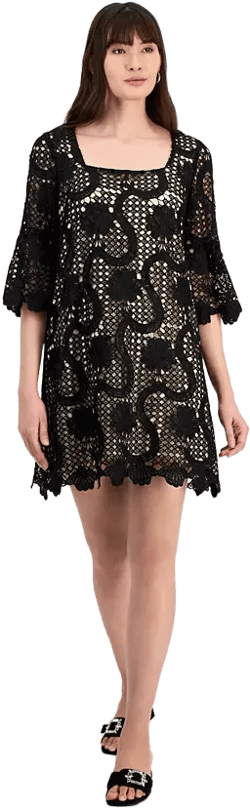 Anne Klein Women's Lace Square-Neck Bell-Sleeve Dress