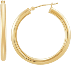 Polished Round Hoop Earrings in 14k Gold, 30mm