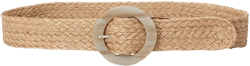 Woven Jute Faux-Horn-Buckle Wide Belt