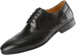 Men's Handcrafted Genuine Leather Brogue Wingtip Medallion Dress Shoe