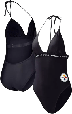 Women's Black Pittsburgh Steelers Full Count One-Piece Swimsuit