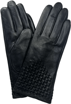 Women's Woven Genuine Leather Touchscreen Glove