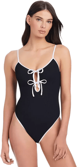 Women's Key Item Stay Connected Tie-Front Swimsuit