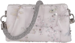 Woman's Aqua Floral Lace Pouch Clutch