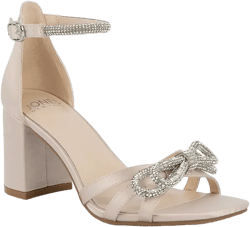 Jones New York Women's Earaman Block Heel Rhinestone Bow Dress Sandals
