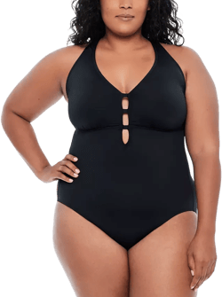 Lauren Ralph Lauren Plus Size Tummy-Control Shaping Plunge One-Piece Swimsuit