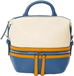 Blue Leather Backpack Purse for Women Convertible Crossbody Bag Medium Size with Front and Back Pockets