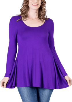 Women's Long Sleeve Swing Style Flare Tunic Top