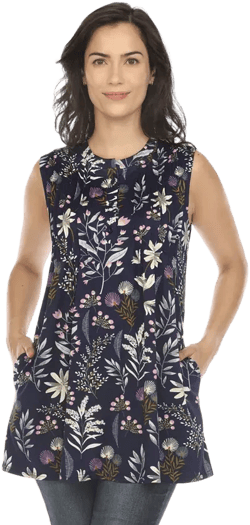 Women's Floral Sleeveless Tunic Top