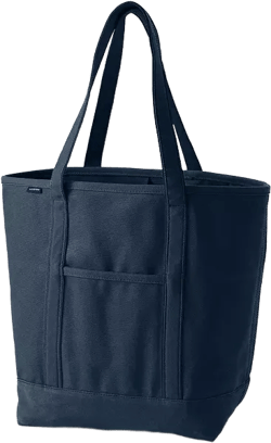 Large Solid Canvas Pocket Tote with Open Top and Long Handle