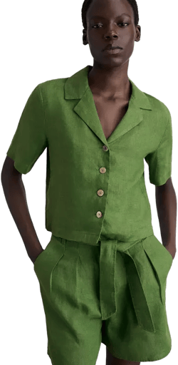 Mango Women's Belted Linen Shorts
