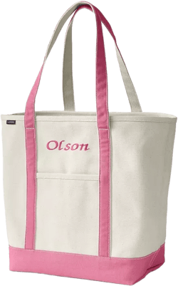 Large Natural 5 Pocket Open Top Long Handle Canvas Tote Bag