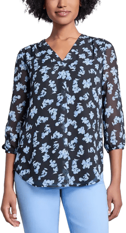 Women's Kelly Printed V-Neck Chiffon Tunic