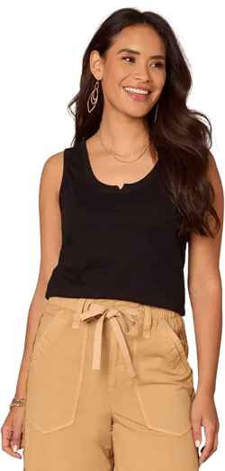 Democracy Petite Notched Scoop-Neck Sleeveless Top