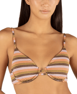 Juniors' Sunset Stripe Tab Underwired Bikini Top