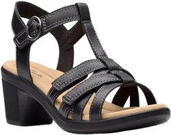 Clarks Emily2 Rose Leather Block Heel Sandals