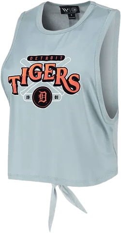 Women's Light Blue Detroit Tigers Open Back Twist-Tie Tank Top