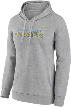 Women's Fanatics Heathered Gray Los Angeles Chargers Checklist Crossover V-Neck Pullover Hoodie
