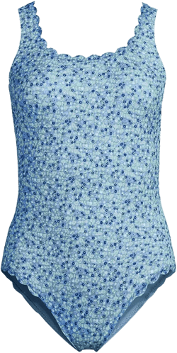 Lands' End Plus Size Tugless Scallop One Piece Swimsuit