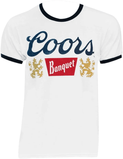 Adult Coors White Classic Ringer Tee Shirt - XLarge