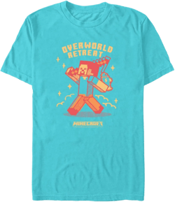 Mens Minecraft Overworld Retreat T Shirt - Tahiti Blue - Medium
