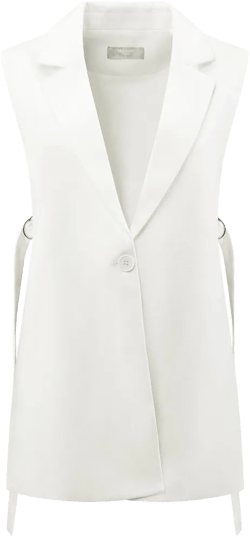 Hobemty Women's Sleeveless One Button Adjustable Waist Work Office Suit Vest Jacket White Medium