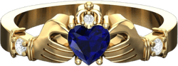 Blue Sapphire Claddagh Ring Unique Heart Shape Claddagh Wedding Ring Irish Crown Heart Ring Gold Hand Engagement Proposal Promise Ring
