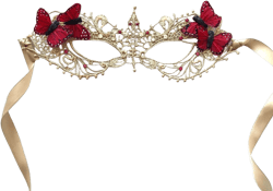 Gold lace mask l women masquerade mask l Masquerade Mask l red butterfly Mask l birthday holiday New Year party mask