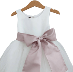 Dusty pink flower girl dress, ivory tulle girl dress, satin girls dresses, wedding party tutu, elegant flower girl dresses, blush pink dress