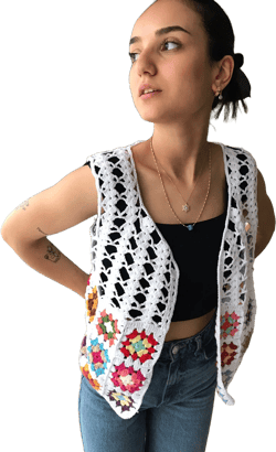Crochet Granny Square Vest,Handmade Summer Top,handmade vest,unisex vest,Crochet Summer Vest,vision vest,women's vest