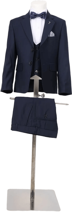 Blue Boy’s Formal Suit for Wedding, Kids Slim Fit Tuxedo, Ring Bearer Suit, Boys 3-Piece Vest & Pants Set, Page Boy Outfit