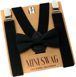 Black Bow Tie and Suspenders Set --- PERFECT for Ring Bearer or Page Boy Outfit, Cake Smash, Wedding, Costume, BABY - ADULT Sizes