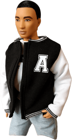 Fashion doll clothes. Black and white Spring/autumn light jacket.  Customizable letter. Made on order.