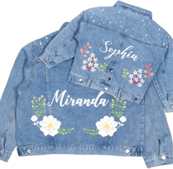 Demin Jacket Bridal Custom Jacket Bride to Be Jacket Bride Jean Jacket Last Name Jacket Wedding Gift for Bridal Shower Mrs Jacket with Pearl