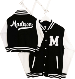 Custom Kids Varsity Jacket Name Kids Baseball Jacket Child Letterman Jacket Personalized with Varsity Font Birthday Gift Boy Girl (EB3513P)