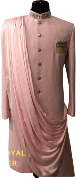 Ajirna Men designer Silk wedding sherwani, indian wedding Pink sherwani , hand embroidery sherwani suit , Achkan Bandhgala Judhpuri sherwani