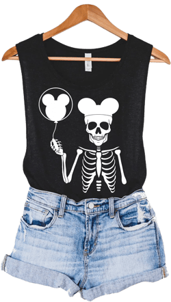 Skeleton with Ears Adult Tank Top ORIGINAL, Skeleton tank, Disney Skeleton, Skull with Mickey ears Skeleton with Disney Ears Skull Tank M/F