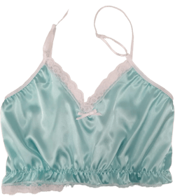 Pale blue Shiny satin and white lace camisole crop top bralette French Lingerie gift Hand Made in France size chart below gift for woman