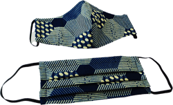 Blue Batik Cloth Face Mask with Filter Pocket, Pleated Face Mask, Handmade, Resuable, Washable, Adult size, 100% Cotton, Made in USA