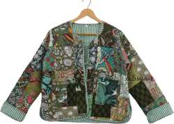 Floral Jackets quilted patchwork Kantha Vintage Jackets Coat Designer kimono jackets for girls women jacket indigo boho blockprint short