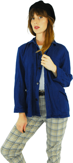 Vintage Unisex French EU Chore Jacket Navy Blue - Cotton - Various Sizes