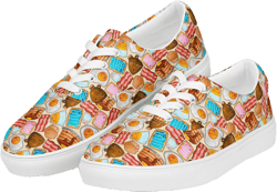 Funny Breakfast Food Printed Canvas Shoes Men, Casual Lace-Up Shoes, Fashion Comfortable Low-Top Canvas Sneakers Shoe, Birthday Gift for Him