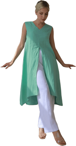 V neck linen tunic MYA, Long linen tunic women, Linen shirt dress, Summer linen top, Linen kaftan, Plus size tunics, Sleeveless tunic top