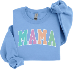 Mama Sweatshirt Pastel Spring Letters, Summer Mama Crewneck, Pastel Block Letters Retro 90s Colors, Cute Sweatshirt for Mama Gift, 3012