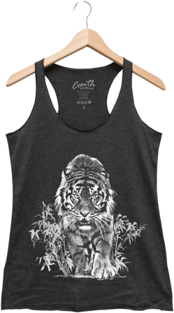 Tiger Shirt for Women Tank Top Triblend Racerback Tank Top Hand Screen Print Animal Shirt Gift for Women Graphic Tee Nature Shirt