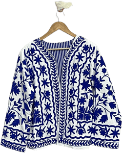 Suzani Embroidery Jacket, Cotton Suzani Coat, Winter Wear Jacket Coat, Suzani Short Jacket, Hand Embroidered Jacket For Women